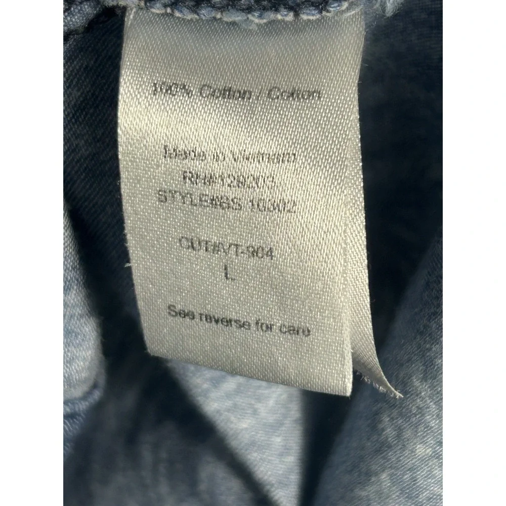 Vanity‎ Acid Wash Denim Western Snap Front Shirt Light Wash 100% Cotton Large - Picture 5 of 11
